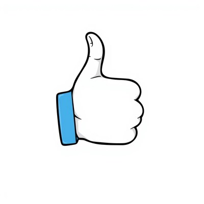 Cartoon thumbs up gesture with blue sleeve