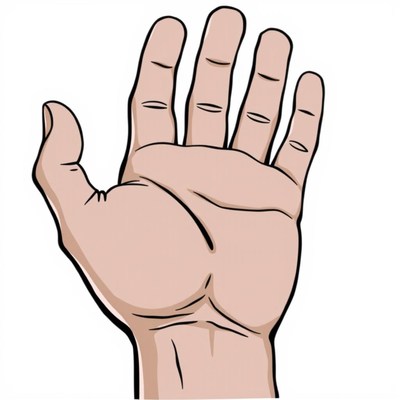 Human hand opened in gesture at daylight