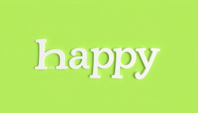 Happy text on bright green background