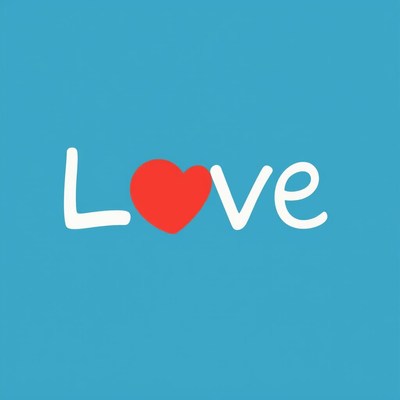 Love symbol on blue background