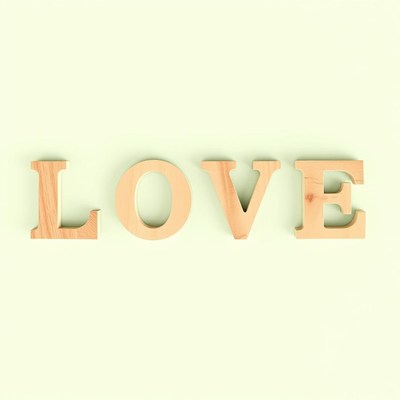 Wooden love letters on light background