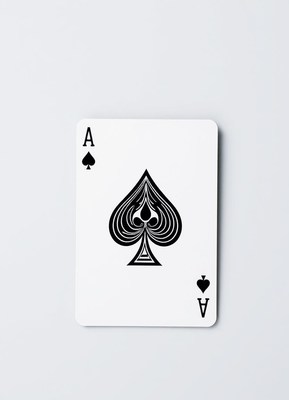 Ace of spades playing card on white background
