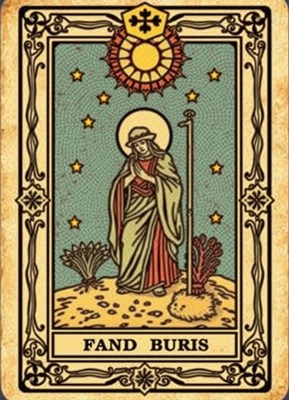 Fand buris standing in desert landscape with sun