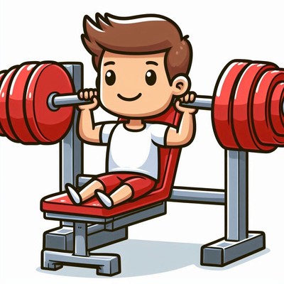 Kid weightlifting with red weights in a gym