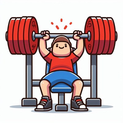 Young boy lifting weights in gym setting