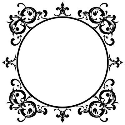 Decorative black floral frame with empty center