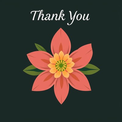 Thank you floral design against dark background