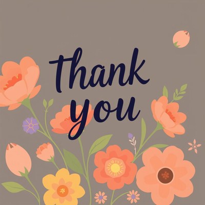 Thank you floral arrangement on neutral background