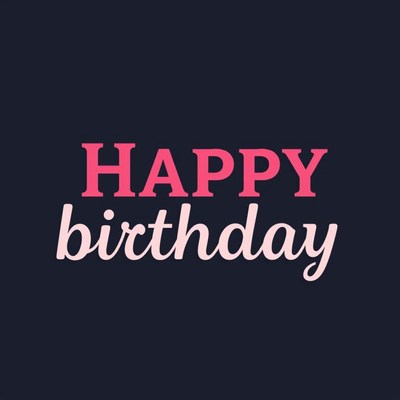 Happy birthday text on a blue background