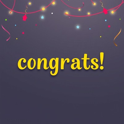 Congrats background with confetti and lights