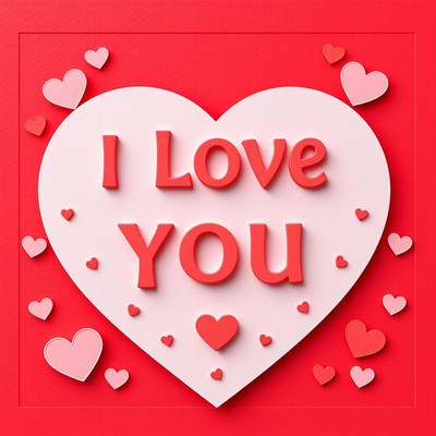 I love you heart with pink and red hearts