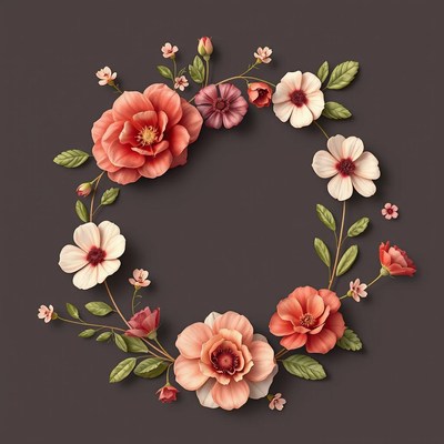 Floral wreath on a brown background
