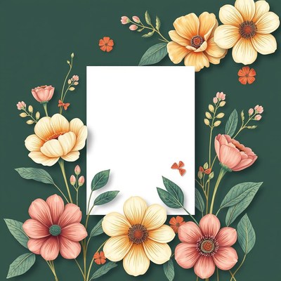 Floral Frame with Blank Sign