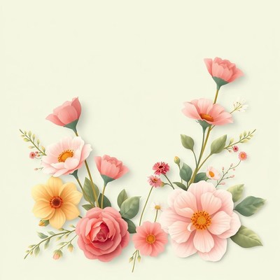 Watercolor pink flowers arrangement