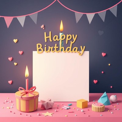 Happy birthday card with decorations
