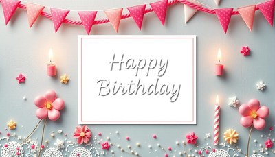 Happy birthday card with decorations