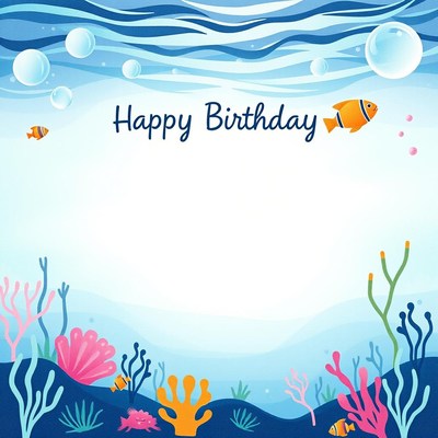 Underwater happy birthday card