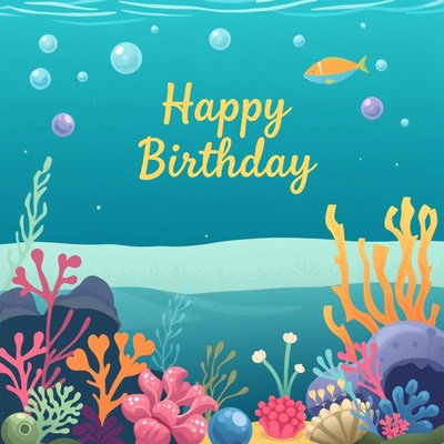 Happy birthday underwater scene