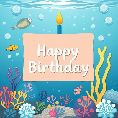 Underwater happy birthday card