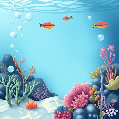 Underwater scene with fish and coral