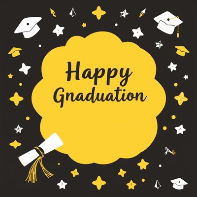 Happy graduation banner with stars