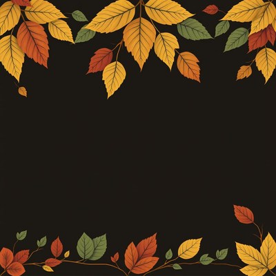 Autumn leaves on black background