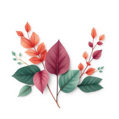 Colorful leaves on white background