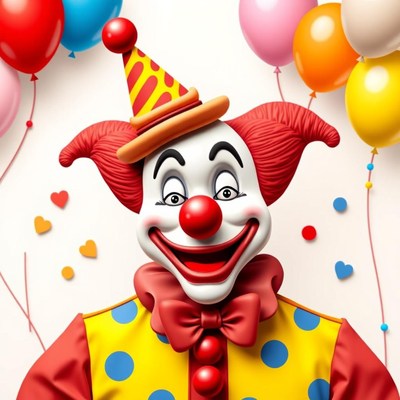A smiling clown with balloons