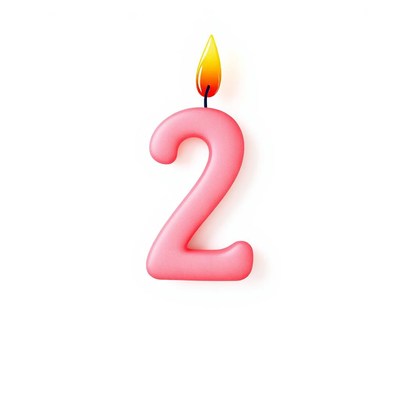 Pink number two birthday candle