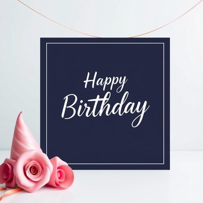 Happy birthday card with pink roses