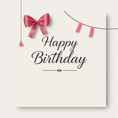 Pink bow happy birthday card