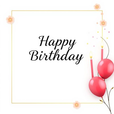 Happy birthday card with pink balloons