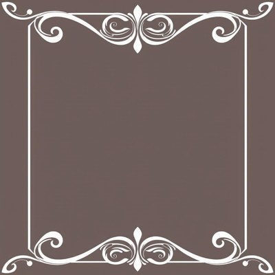 White ornate frame on brown background