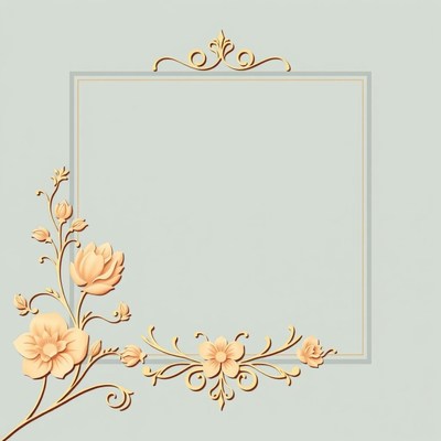 Floral frame with beige flowers