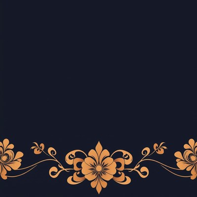 Gold floral design on dark blue background