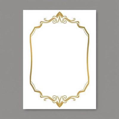 Gold ornamental frame on white background