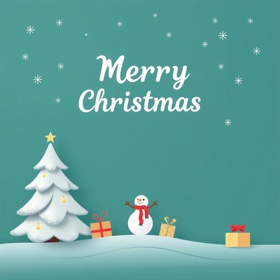 Merry christmas card with snowman