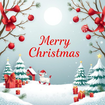 Merry christmas winter wonderland scene