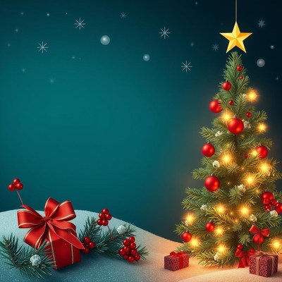 Decorated christmas tree with gifts