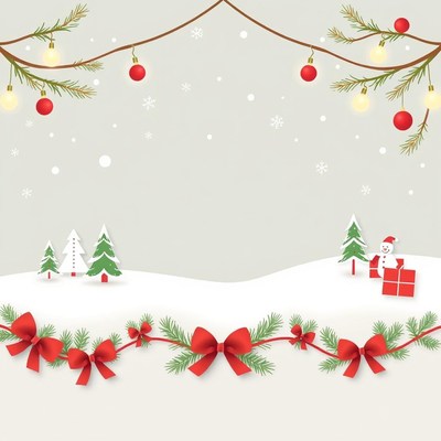 Festive winter scene with snowman and gifts