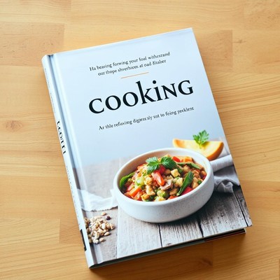 Cookbook on a wooden table