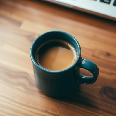 Coffee mug on wooden table