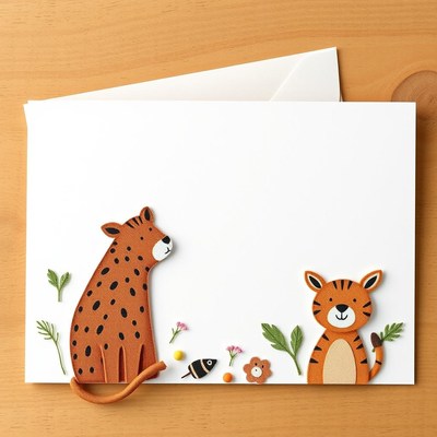 Card with leopard and tiger