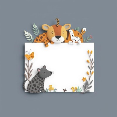 Animals holding blank sign