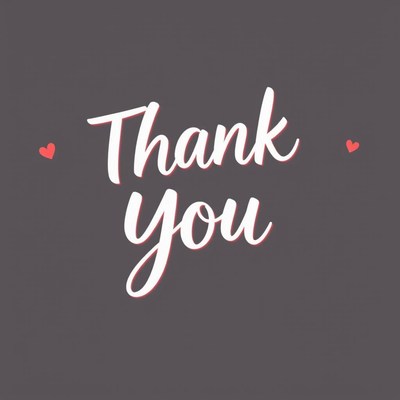 Thank you card with hearts