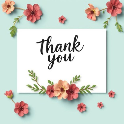 Thank you card with flowers