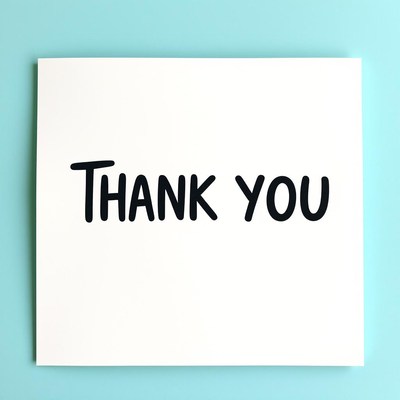 Thank you note on white paper