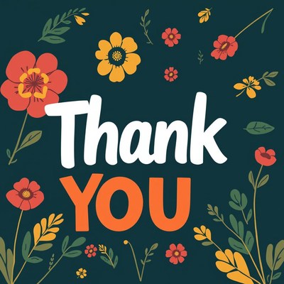 Floral thank you card design