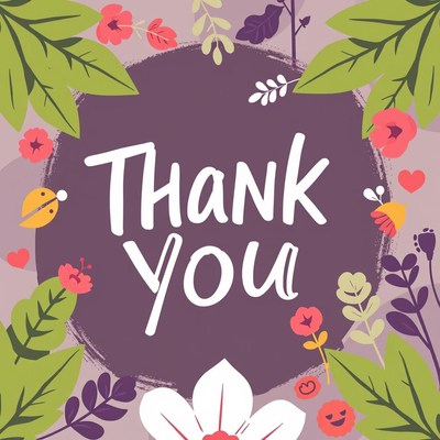 Thank you card with floral design