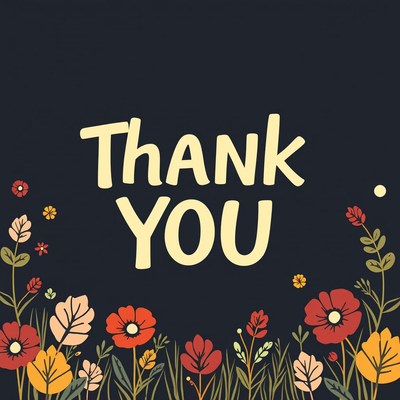 Thank You with Colorful Flowers